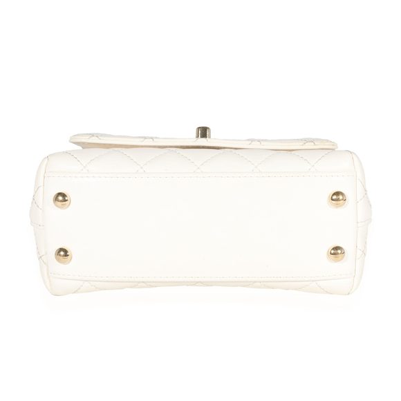 Chanel White Quilted Goatskin Extra Mini Rainbow Coco Top Handle Flap Bag - Picture 5 of 8